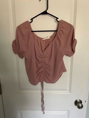 Ruched Front Pink Crop Top
